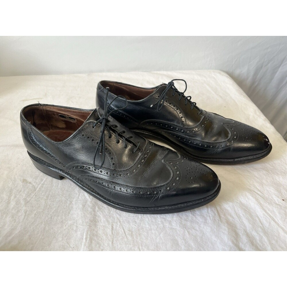 ALLEN EDMONDS  CHESTER US 12 A BLACK LEATHER WINGTIP‎ CLOSED VAMP